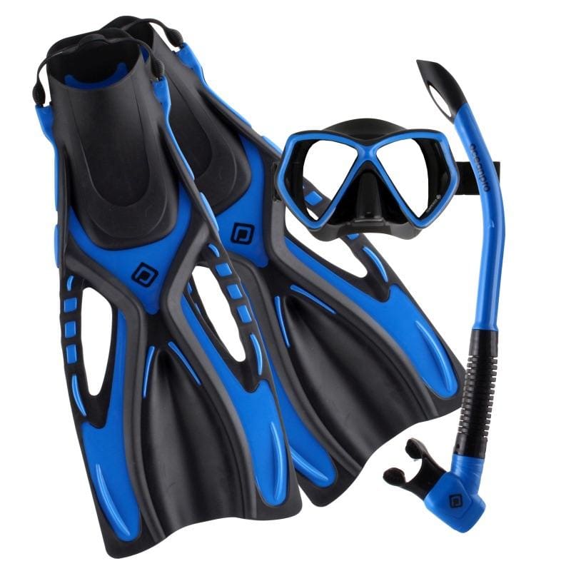 Oceanpro Ceduna Mask Snorkel Fin Set - Small - Medium (4.5-8.5 US) / Blue - Mask / Snorkel / Fin Sets
