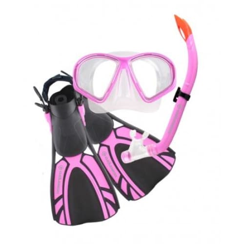 Oceanpro Turtle Junior Mask Snorkel Fin Set - Pink / Size 1-4 - Mask / Snorkel / Fin Sets