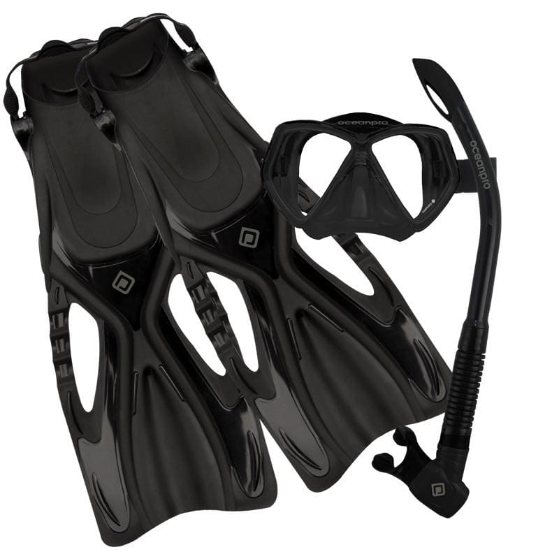 Oceanpro Ceduna Mask Snorkel Fin Set - Small - Medium (4.5-8.5 US) / Orange - Mask / Snorkel / Fin Sets