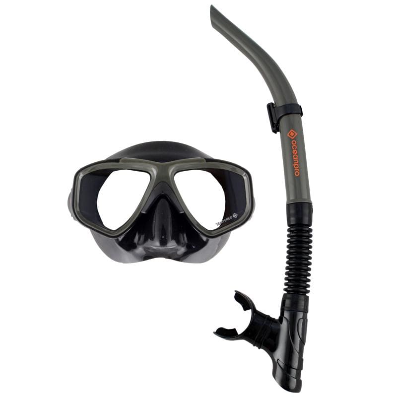 Oceanpro Eclipse Mask Snorkel Set - Black/Grey/Orange - Mask / Snorkel Sets